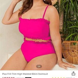 Hot pink ruffle swimsuit